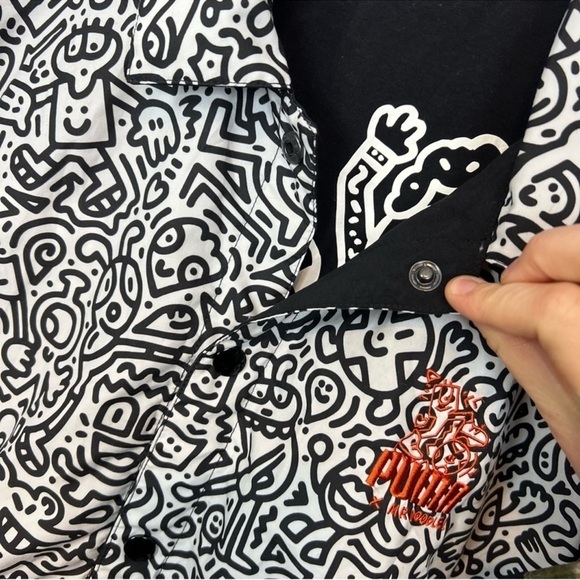 Puma X Mr Doodle Reversible Jacket Size XXL Streetwear Black White - Picture 6 of 14